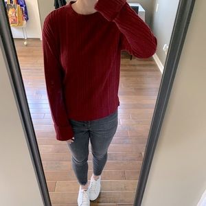 Socialite Bell sleeve ribbed maroon sweater